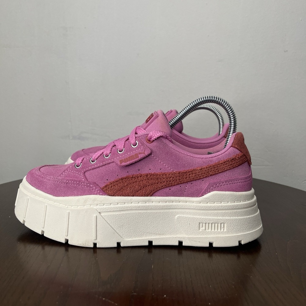 Puma Mayze Stack DC5 Shoes Women's 6 Pink‎ Purple Suede Platform Chunky Sneaker